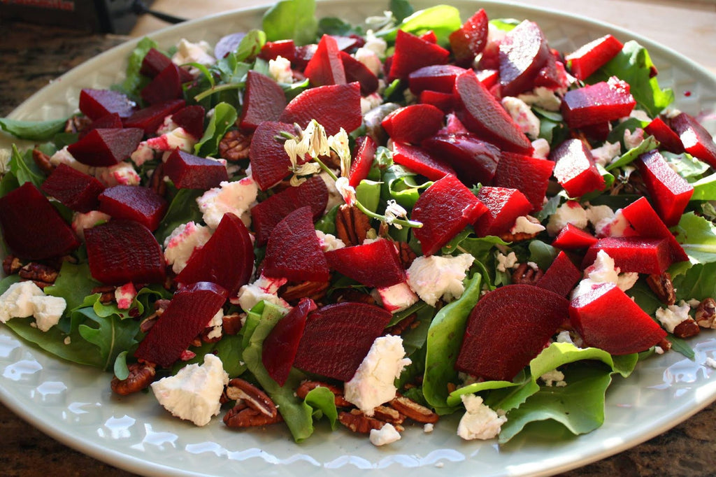 Beet Salad with Fresh Goat Cheese and Toasted Pecans